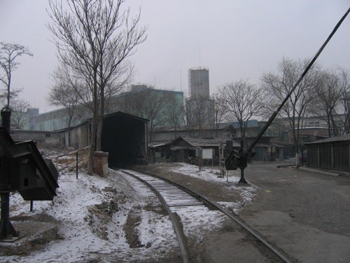 Train tracks in winter.