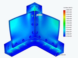 A visualization demonstrating the stress performance of a luggage container.