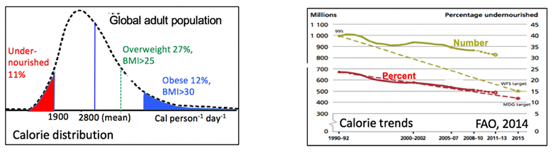 Left figure: Dashed curve with labels. Right figure: Curves and dashed lines.