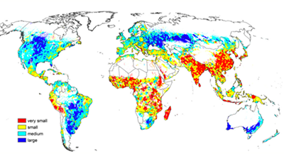 A map showing farm size.