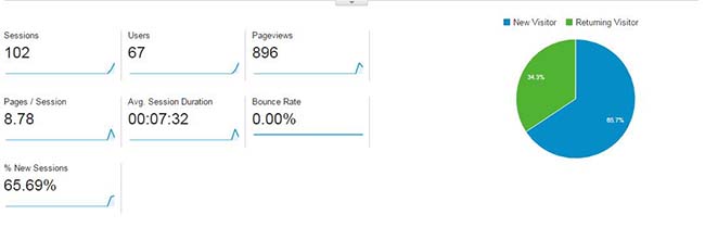 Traffic metrics for the page from Google Analytics.