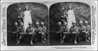 A photograph of soldiers defending Lady Liberty.